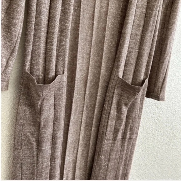 Theory Torina Rib Wool Linen Open Front Long Duster Cardigan - Picture 6 of 8